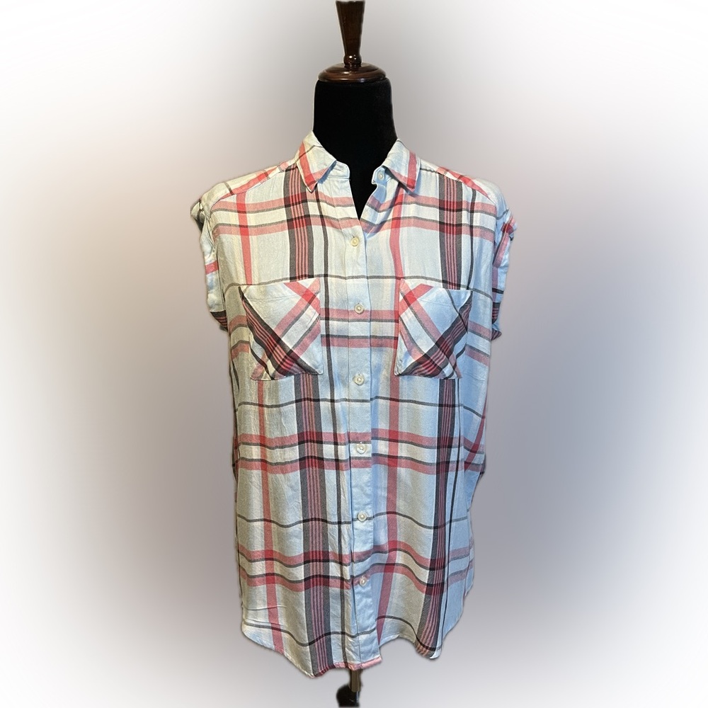 Express Plaid Pattern Sleeveless Button- Down Shirt size S